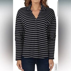 long sleeve polo sweatshirt striped